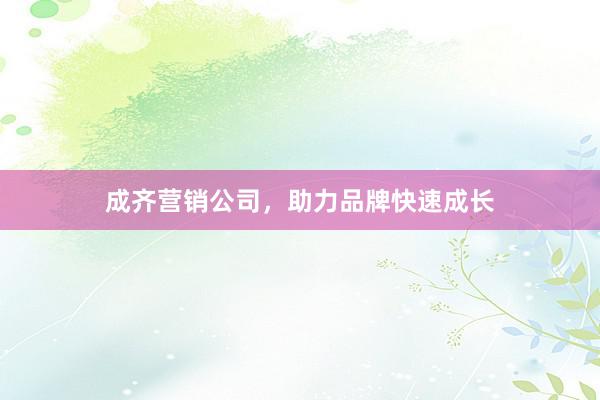 成齐营销公司,助力品牌快速成长